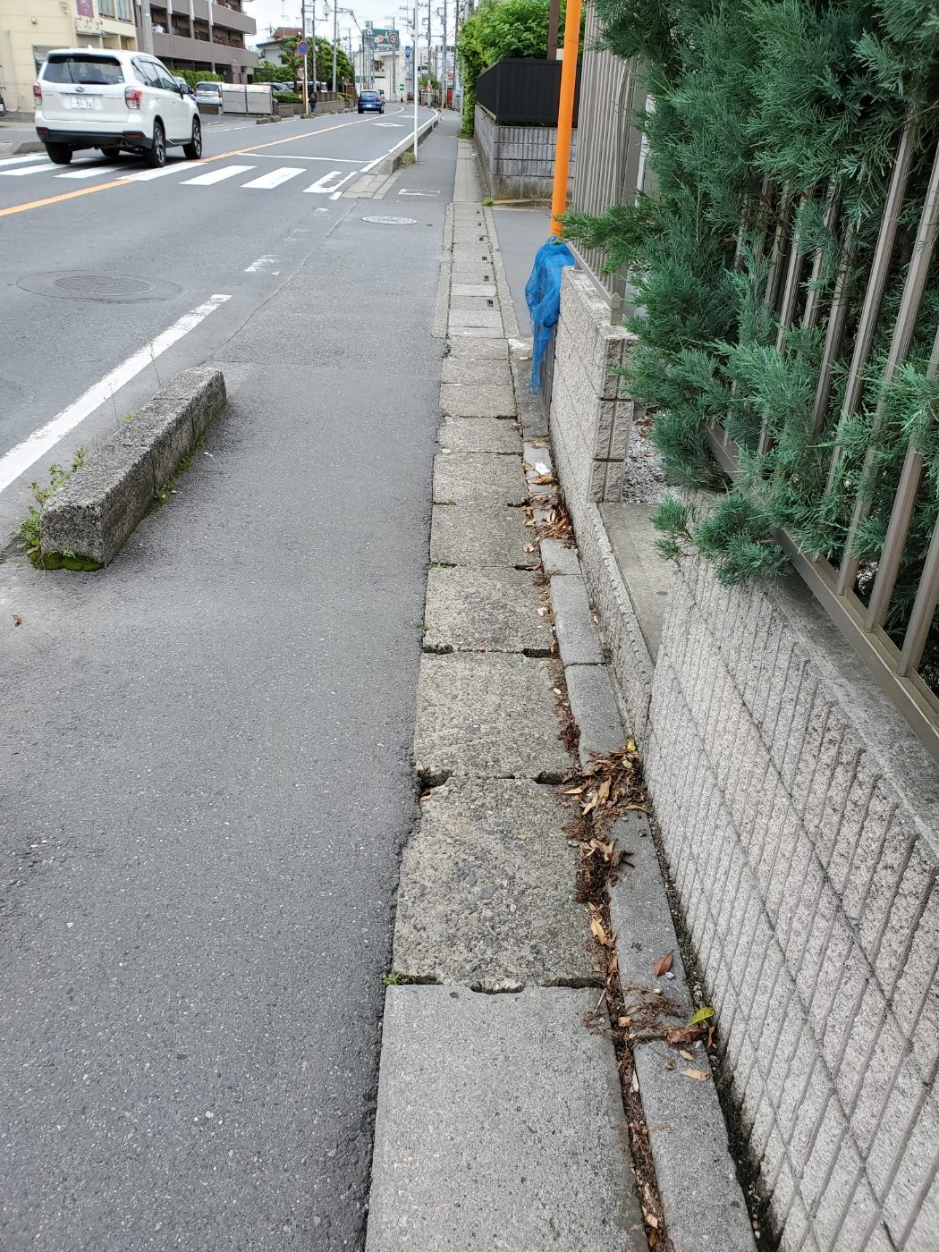 東初石３丁目、守谷県道の側溝はデコボコ…女性のヒールが引っかかる